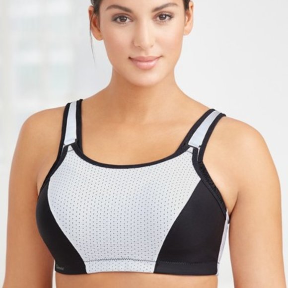 Glamorise SPORT Bra 46F (DOUBLE-LAYER) Wicking (PADDED-STRAPS) White NEW - Picture 9 of 16
